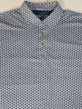 Grateful Dead + Section 119 Casual Blue Dancing Bear Patterned Polo Golf Shirt